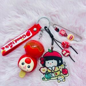 <Authentic>Adorable Keychain/Bag Charm With Red Figures From Babythree